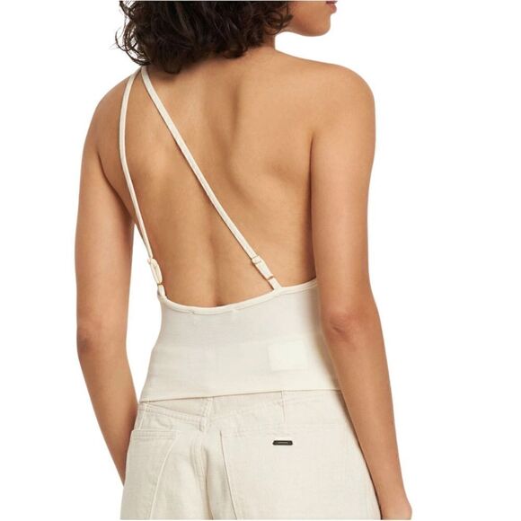 WeWoreWhat NWT One Shoulder Cutout Jersey Tank in Cream Size Small - Picture 6 of 10